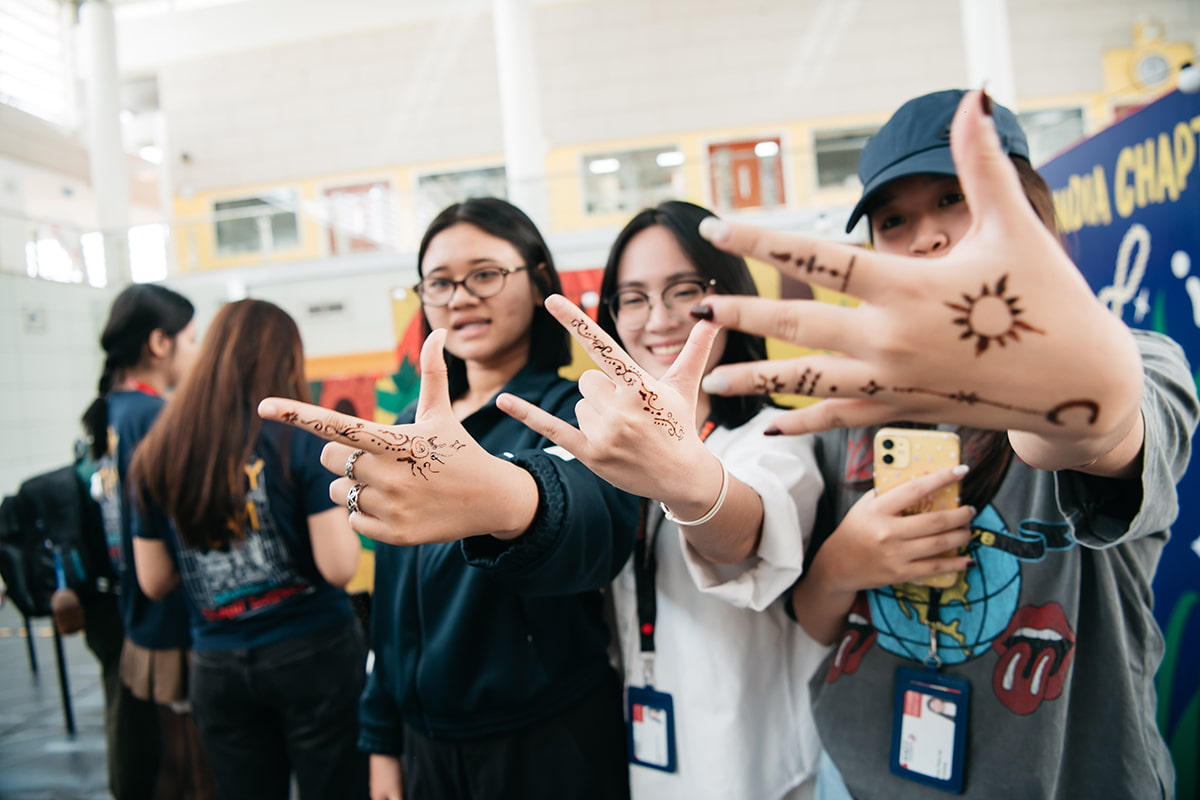 Students and visitors could try Henna painting at the India booth.