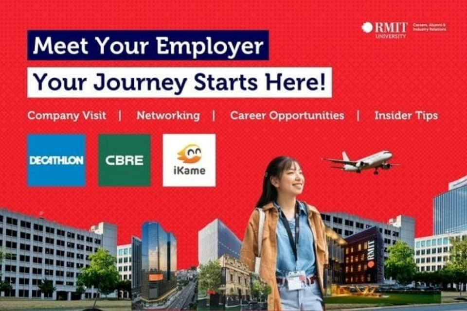 event banner for RMIT Vietnam Meet your employer your journey starts here with company logos