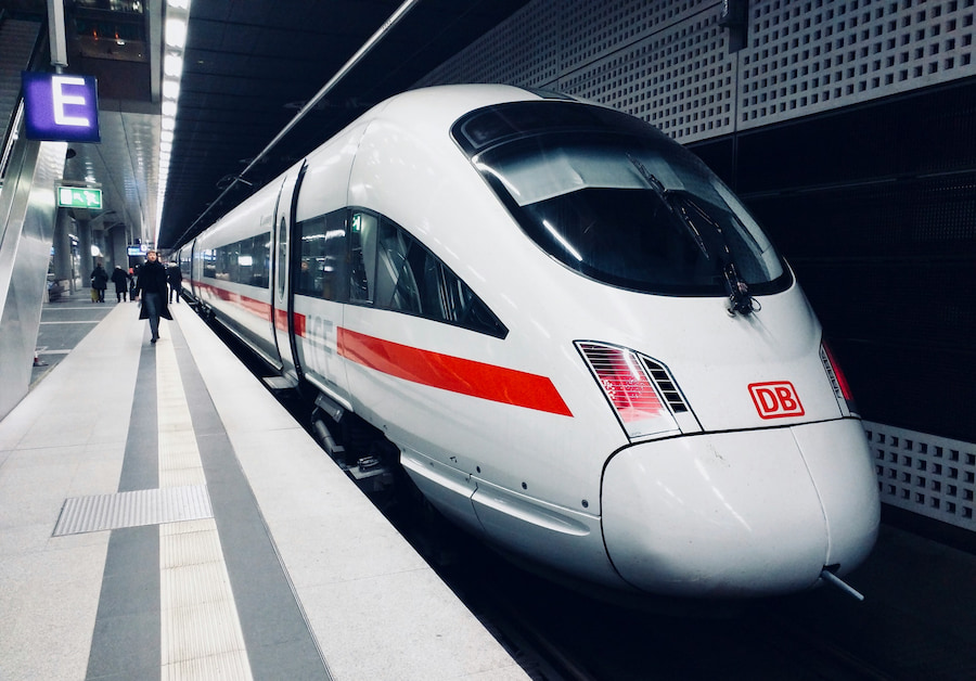 German high-speed train at a train stop