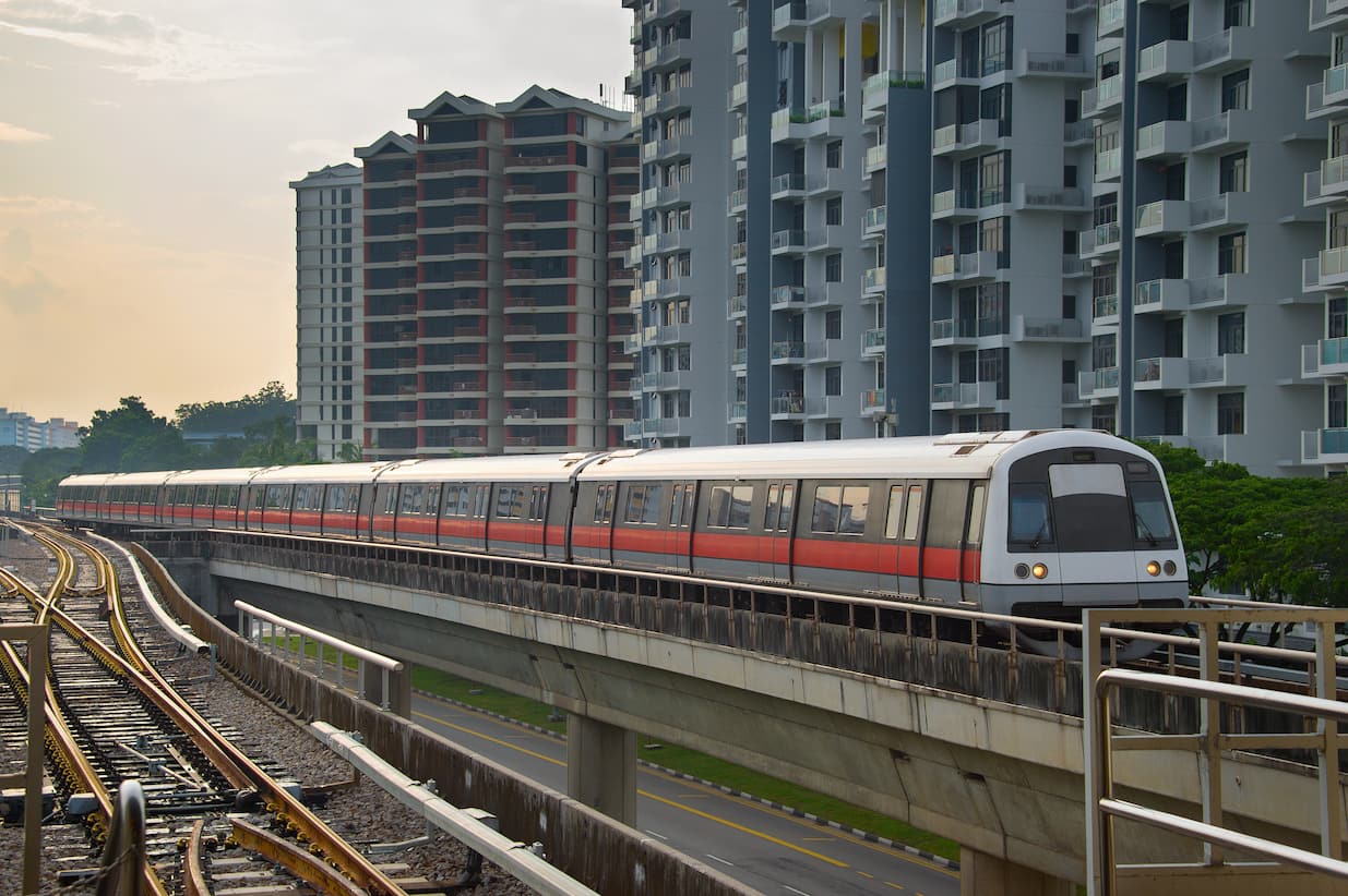 Metro train running overground