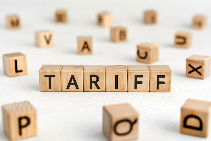 Wooden blocks spelling Tariff