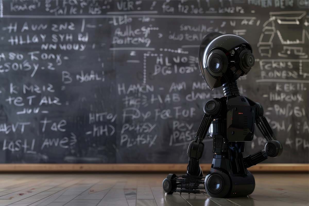 Robot looking at maths